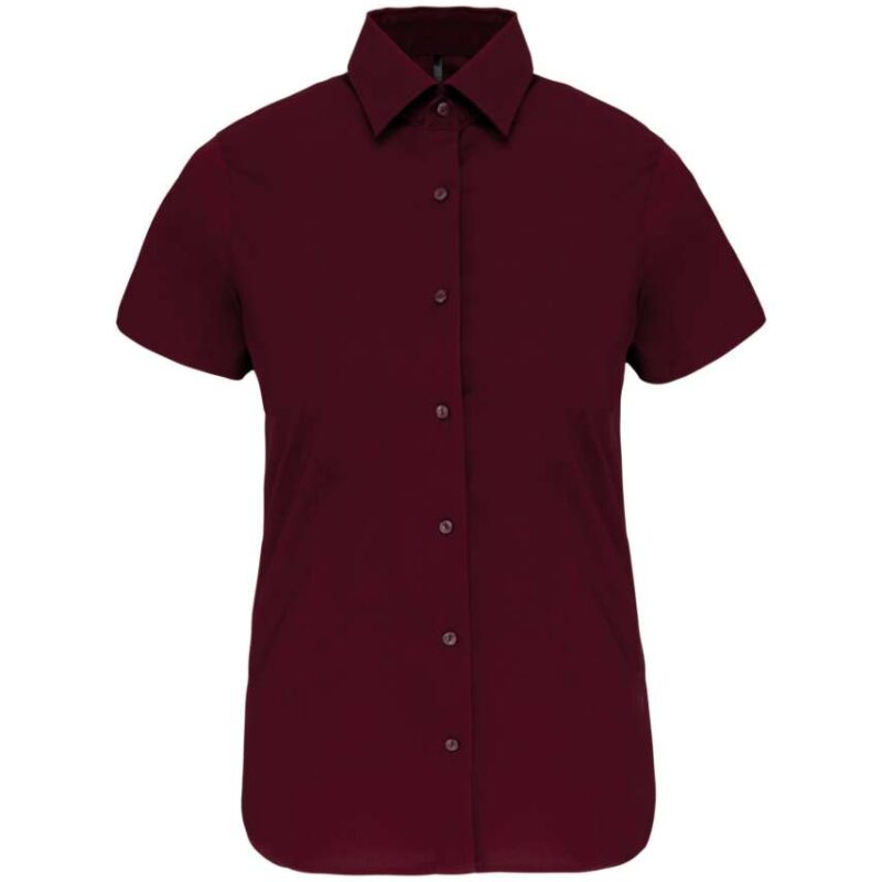 Kariban LADIES SHORT-SLEEVED COTTON/ELASTANE SHIRT - Κρασί