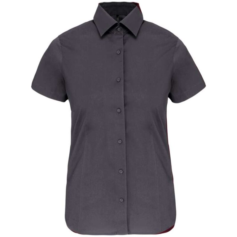 Kariban LADIES SHORT-SLEEVED COTTON/ELASTANE SHIRT - Γκρι του ψευδαργύρου