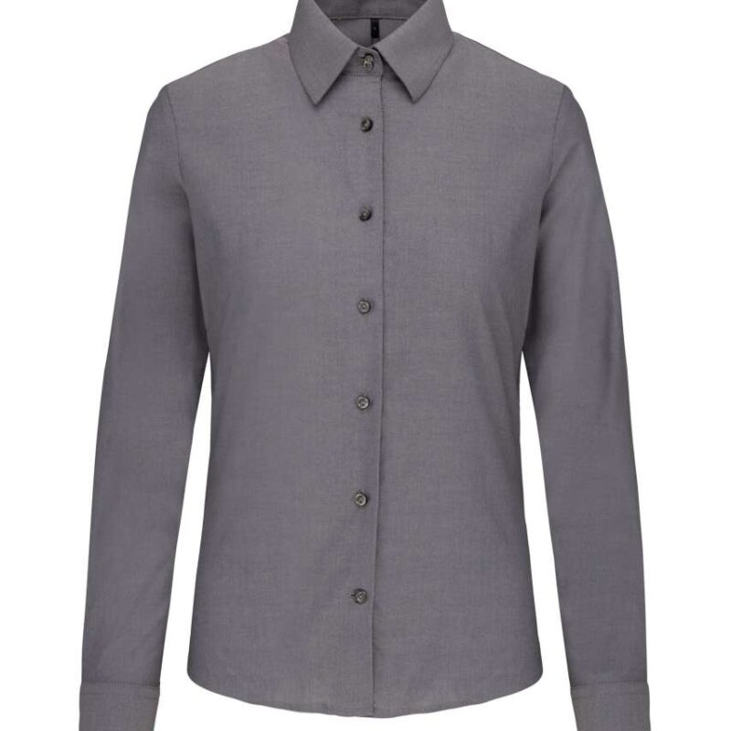 ka534-oxford_silver-a2 Kariban Γυναικείο Μακρυμάνικο Πουκάμισο Oxford - Ασημί Οξφόρδης