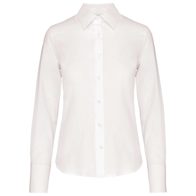 Kariban LADIES' LONG-SLEEVED NON-IRON SHIRT - Λευκό