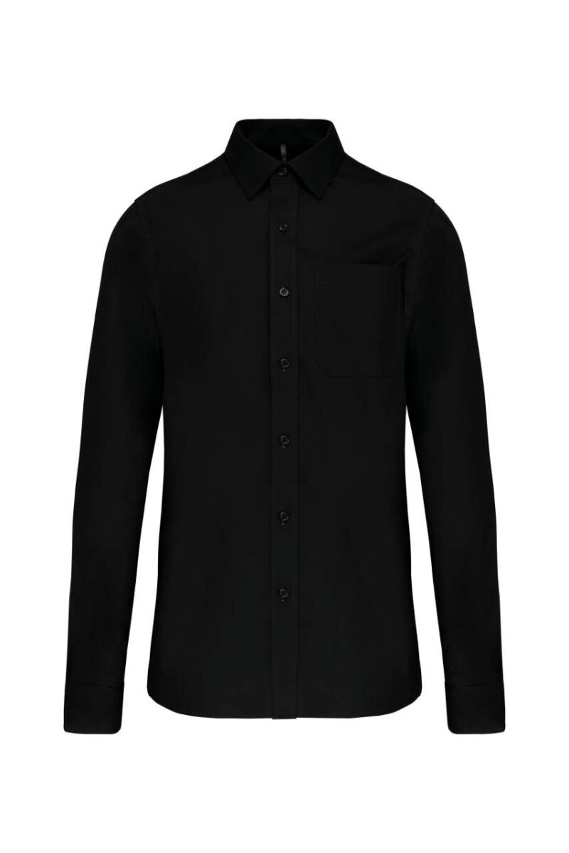 Kariban MEN'S LONG-SLEEVED COTTON POPLIN SHIRT - Μαύρο