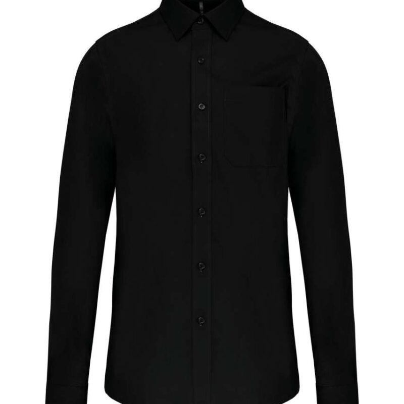 ka541-black-a1 Kariban MEN'S LONG-SLEEVED COTTON POPLIN SHIRT - Μαύρο