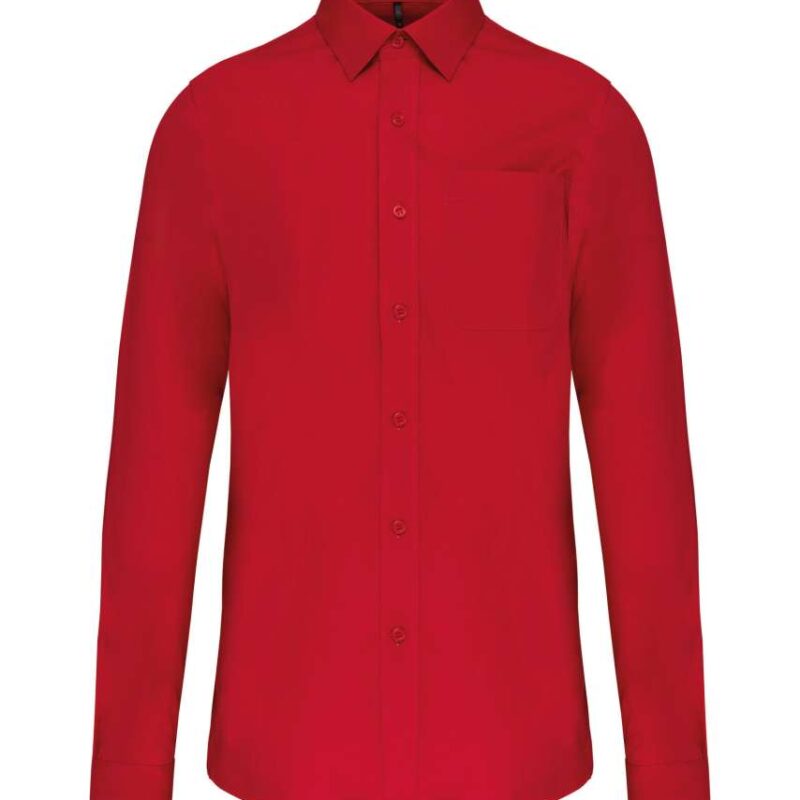 ka541-classic_red-a1 Kariban MEN'S LONG-SLEEVED COTTON POPLIN SHIRT - Κλασικό Κόκκινο