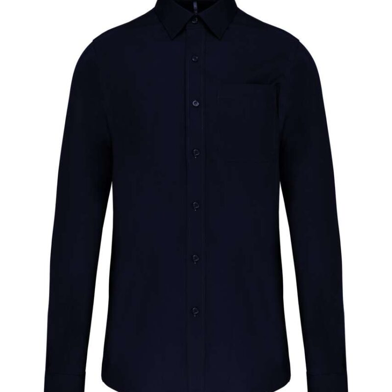 ka541-navy-a1 Kariban MEN'S LONG-SLEEVED COTTON POPLIN SHIRT - Μπλε μαρίν