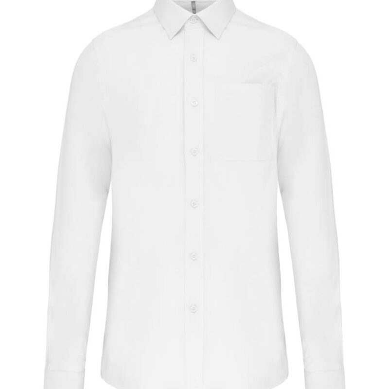 ka541-white-a1 Kariban MEN'S LONG-SLEEVED COTTON POPLIN SHIRT - Λευκό