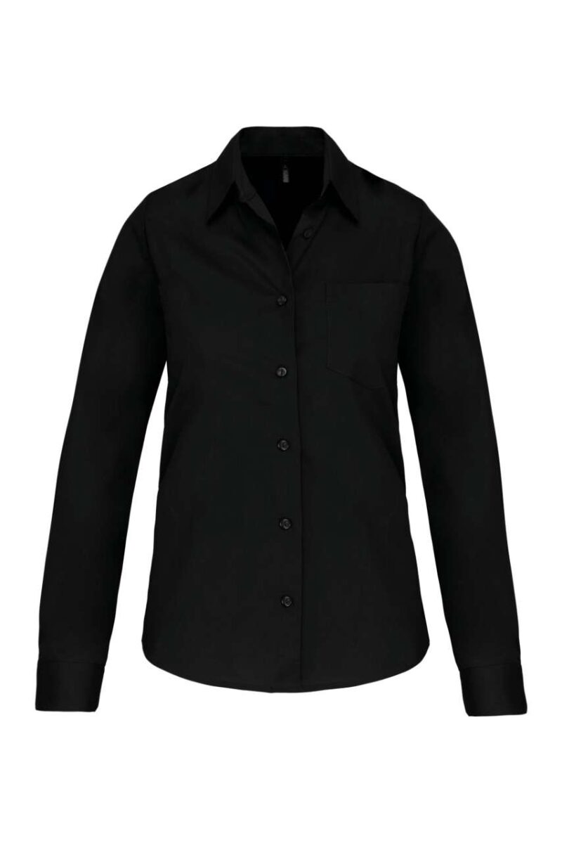 ka542-black-a1 Kariban SHIRT LADIES' LONG-SLEEVED COTTON POPLIN - Μαύρο