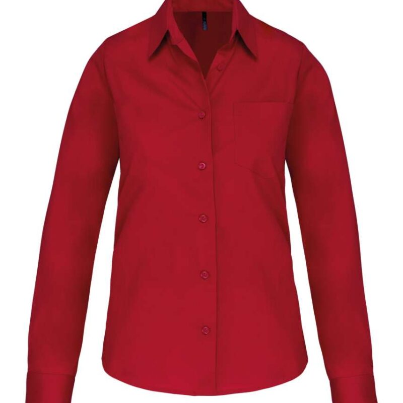 Kariban SHIRT LADIES' LONG-SLEEVED COTTON POPLIN - Κλασικό Κόκκινο