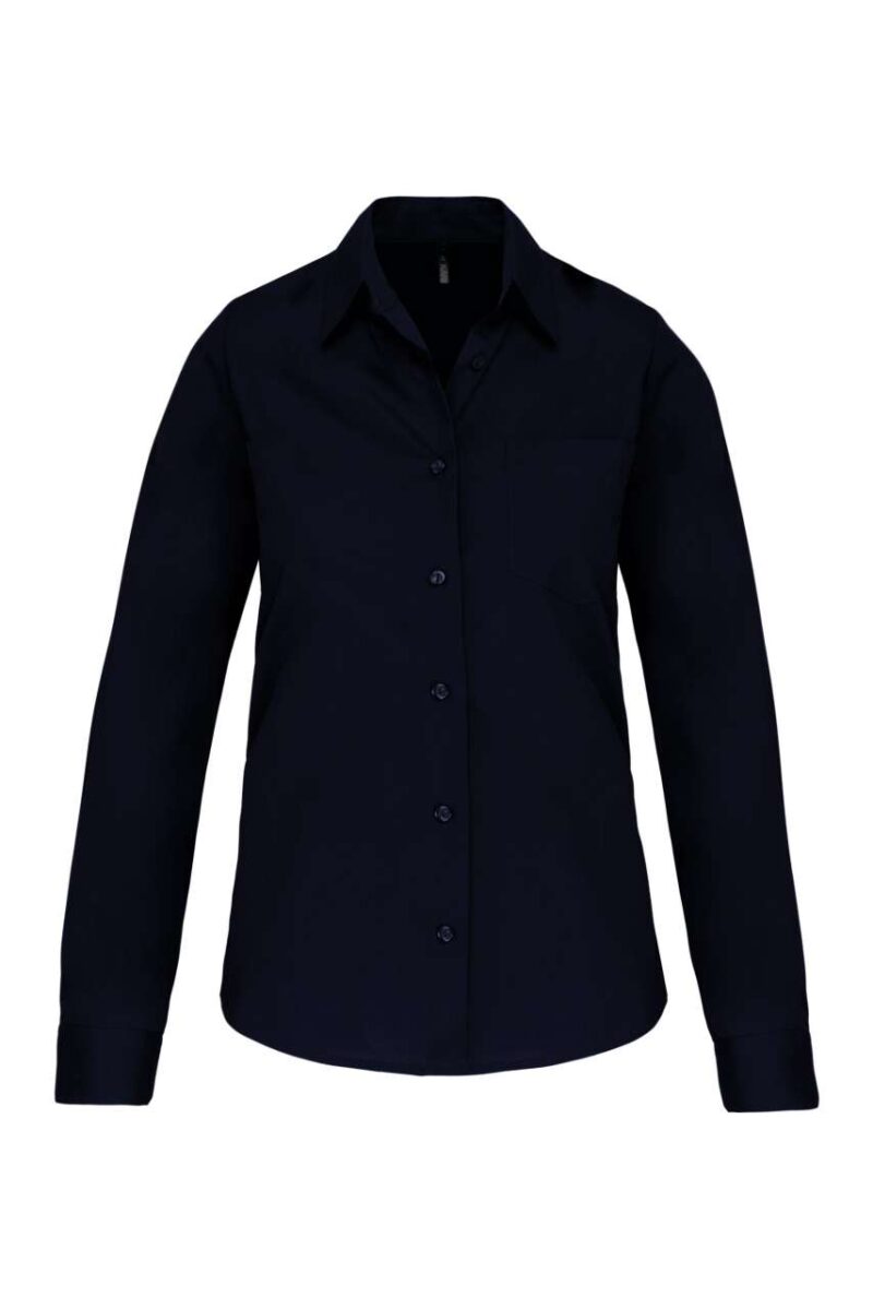 ka542-navy-a1 Kariban SHIRT LADIES' LONG-SLEEVED COTTON POPLIN - Μπλε μαρίν