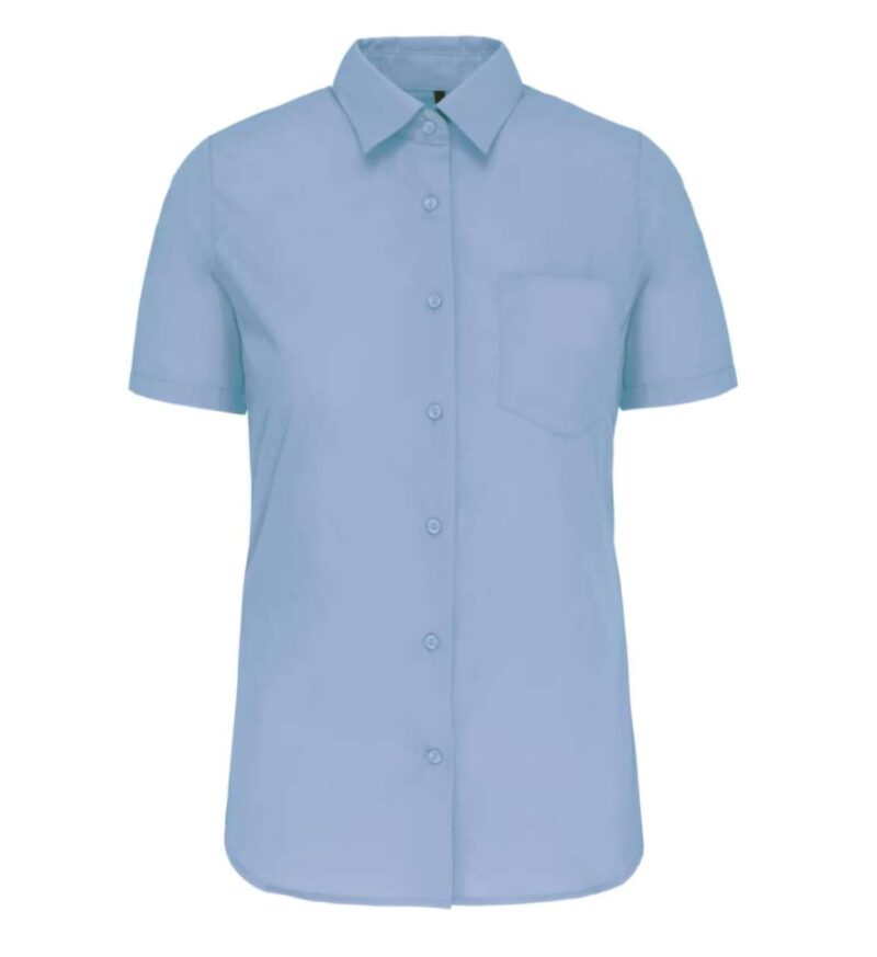 ka544-bright_sky-a1 Kariban ποπλίνα) - `SHIRT` -> Πουκάμισο (noun) Putting it together: A shirt is "πουκάμισο" (neuter). So adjectives need to be neuter. `LADIES'` -> Γυναικείο (feminine, but here it modifies "shirt" which is neuter, so " - Φωτεινό Γαλάζιο