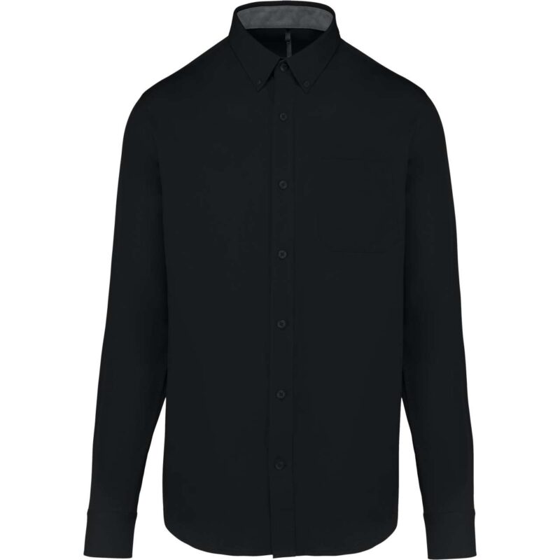ka586-black-a1 Kariban LONG-SLEEVE NEVADA SHIRT COTTON MEN - Μαύρο