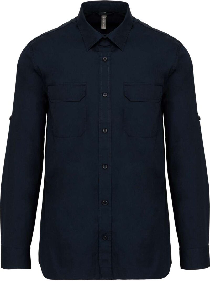 ka590-navy-a1 Kariban SOL'S LONG-SLEEVED SAFARI SHIRT` - Μπλε μαρίν