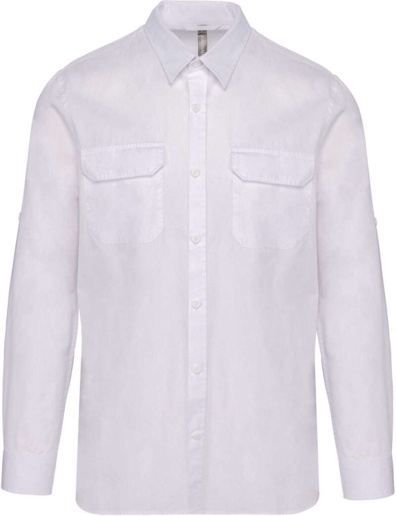 ka590-white-a1 Kariban SOL'S LONG-SLEEVED SAFARI SHIRT` - Λευκό