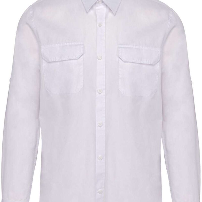 ka590-white-a1 Kariban SOL'S LONG-SLEEVED SAFARI SHIRT` - Λευκό