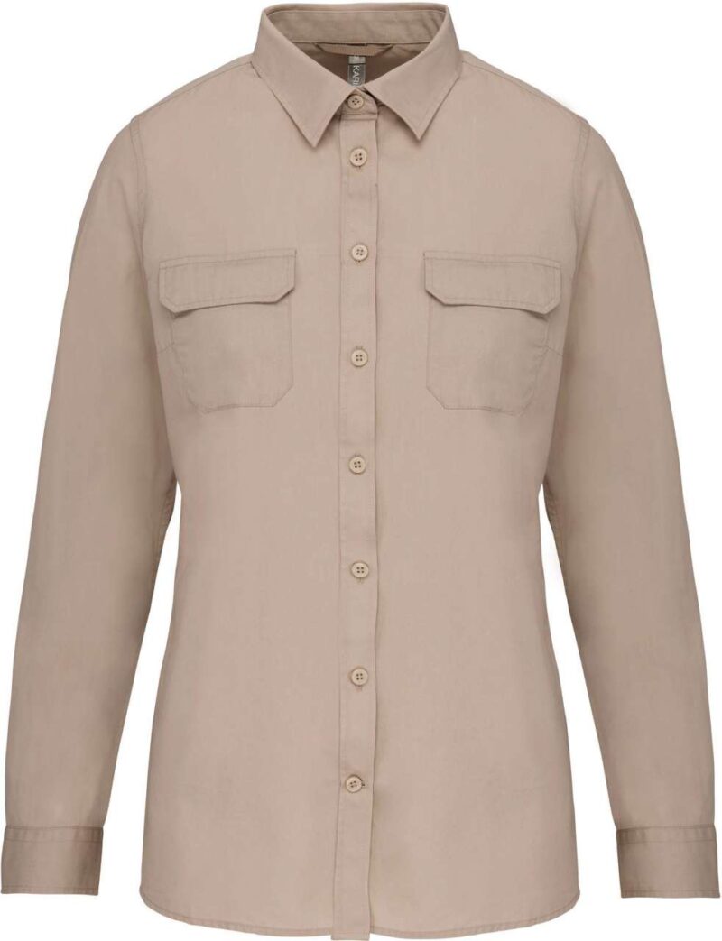 ka591-beige-a2 Kariban LADIES LONG-SLEEVED SAFARI SHIRT - μπεζ