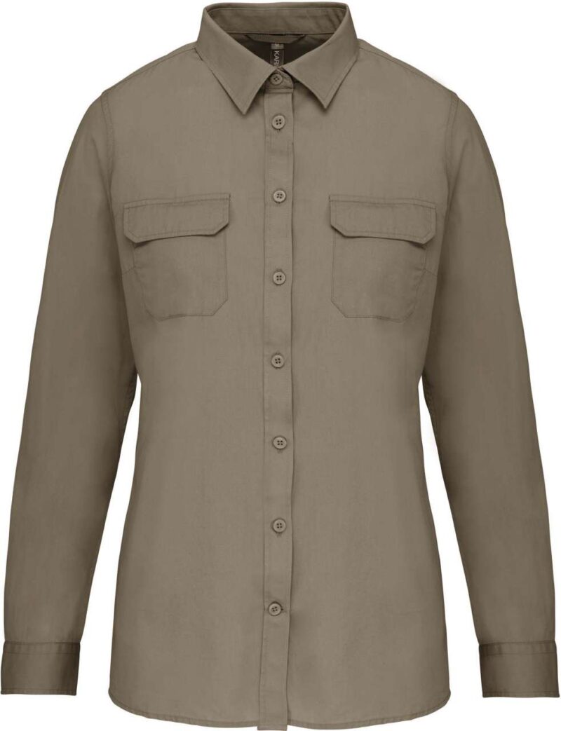 ka591-light_khaki-a2 Kariban LADIES LONG-SLEEVED SAFARI SHIRT - Light Khaki