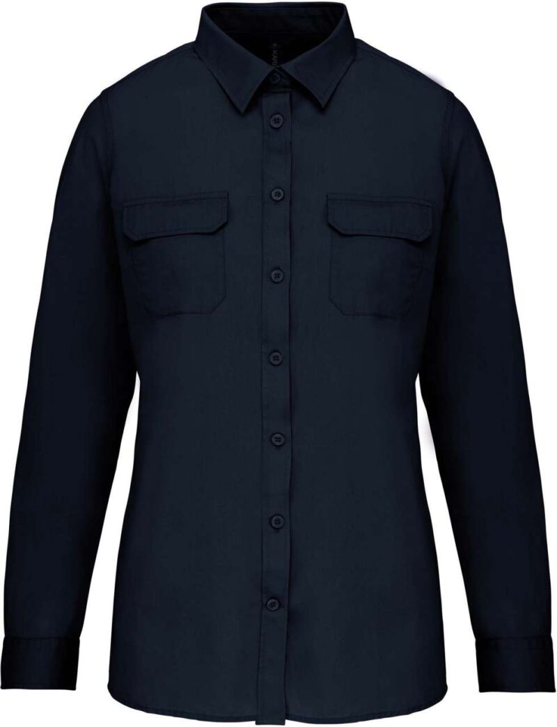 ka591-navy-a1 Kariban LADIES LONG-SLEEVED SAFARI SHIRT - Μπλε μαρίν