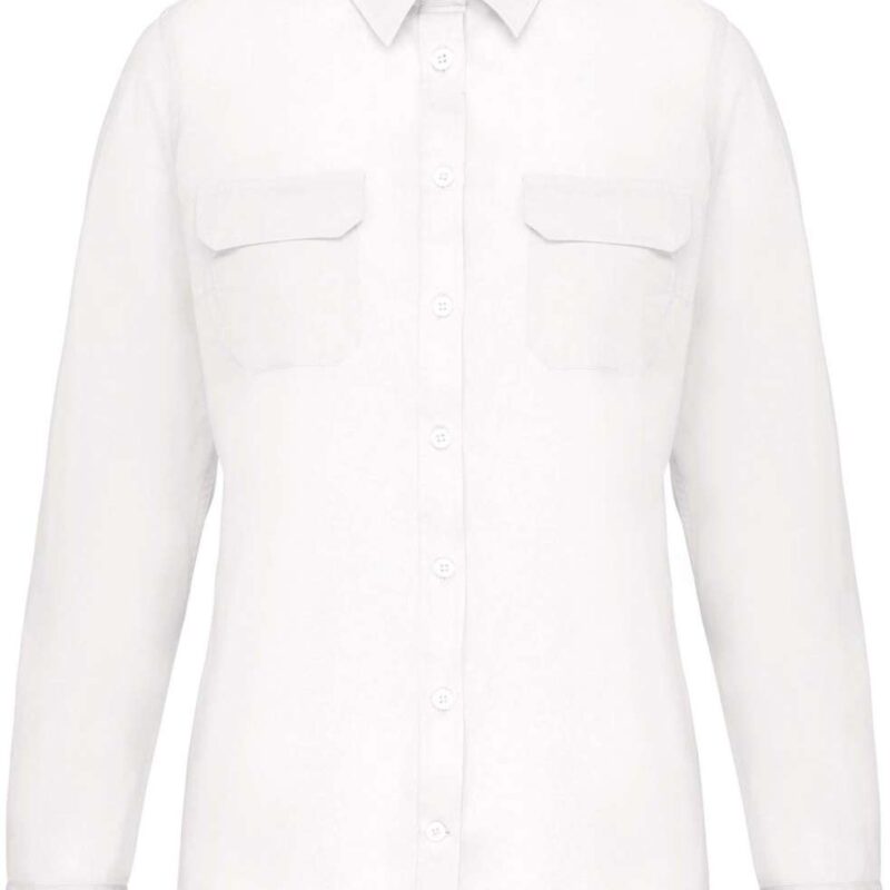 Kariban LADIES LONG-SLEEVED SAFARI SHIRT - Λευκό