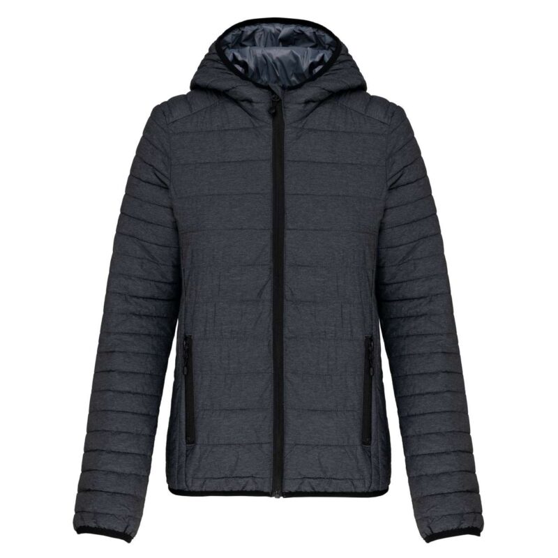ka6111-marl_dark_grey-a1 Kariban LADIES' LIGHTWEIGHT HOODED PADDED JACKET - 70% Polyamide/30% Polyester