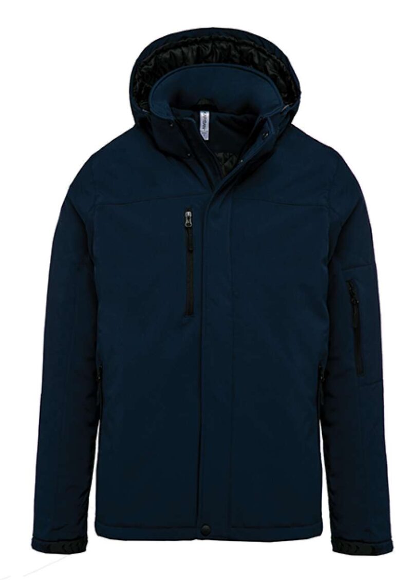 ka650-navy-a1 Kariban Ανδρικό SOFTSHELL HOODED LINED PARKA - Μπλε μαρίν