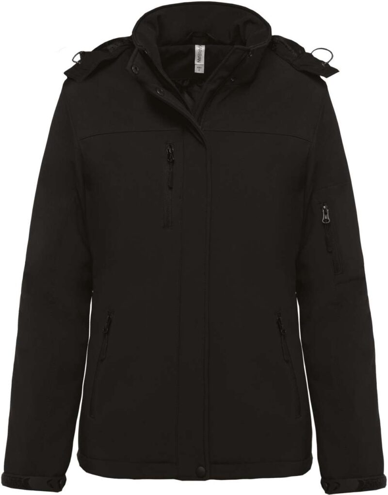 Kariban LADIES’ HOODED SOFTSHELL LINED PARKA - Μαύρο