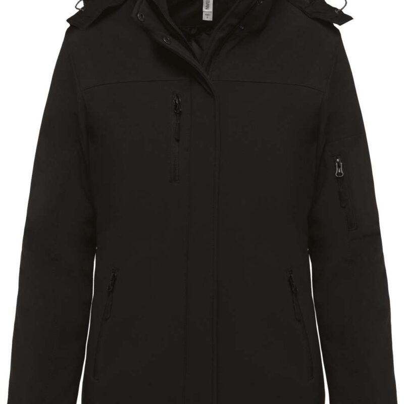 Kariban LADIES’ HOODED SOFTSHELL LINED PARKA - Μαύρο