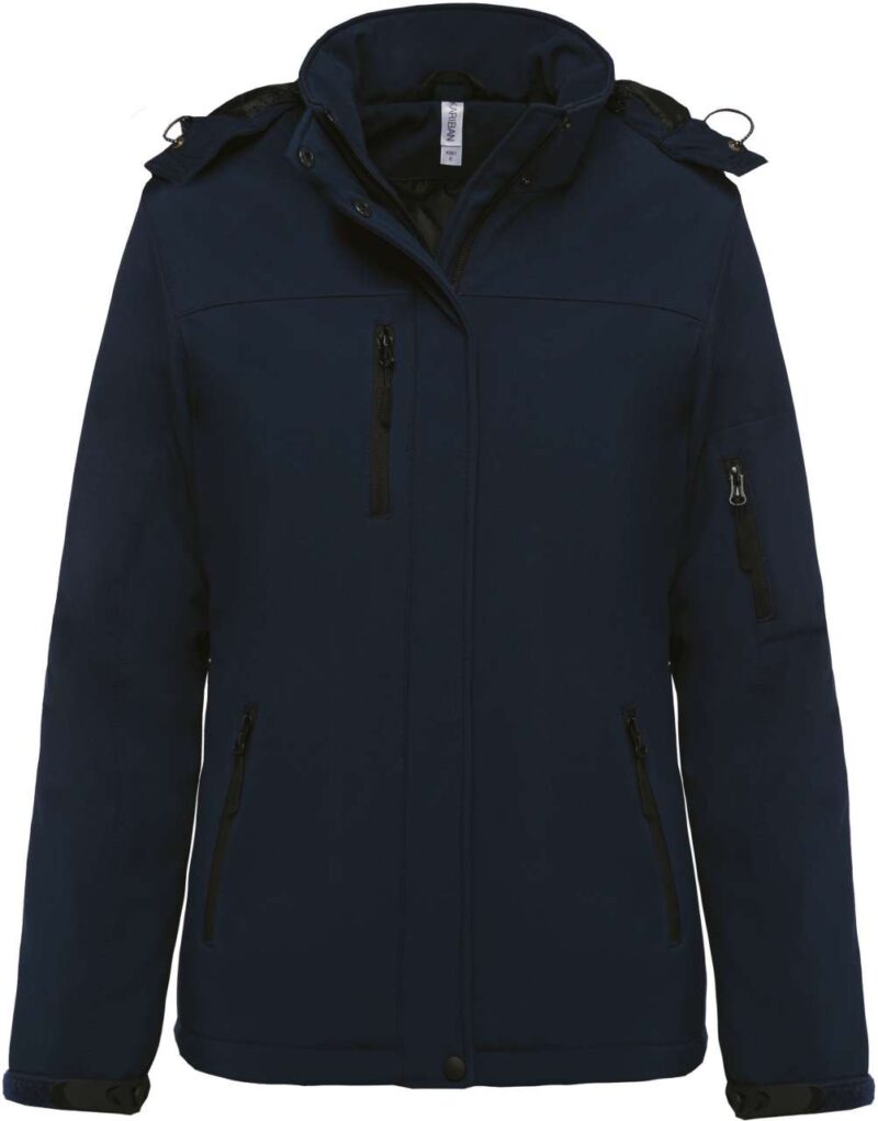 ka651-navy-a1 Kariban LADIES’ HOODED SOFTSHELL LINED PARKA - Μπλε μαρίν