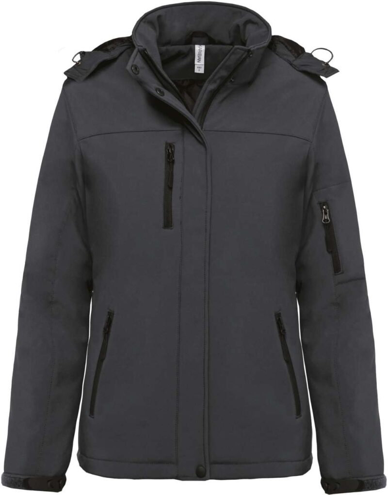 ka651-titanium-a1 Kariban LADIES’ HOODED SOFTSHELL LINED PARKA - Τιτάνιο