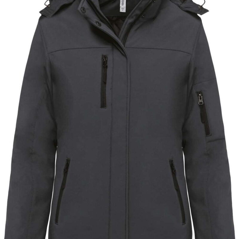 ka651-titanium-a1 Kariban LADIES’ HOODED SOFTSHELL LINED PARKA - Τιτάνιο