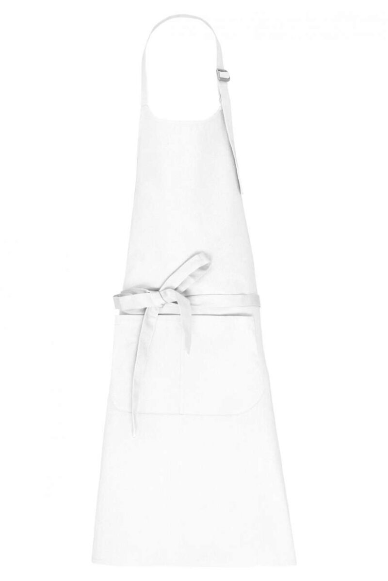ka8007-white-a1 Kariban APRON WITH POCKET σε ORGANIC COTTON - Λευκό