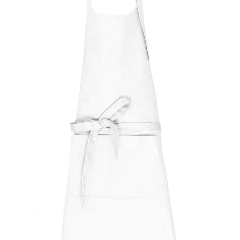ka8007-white-a1 Kariban APRON WITH POCKET σε ORGANIC COTTON - Λευκό