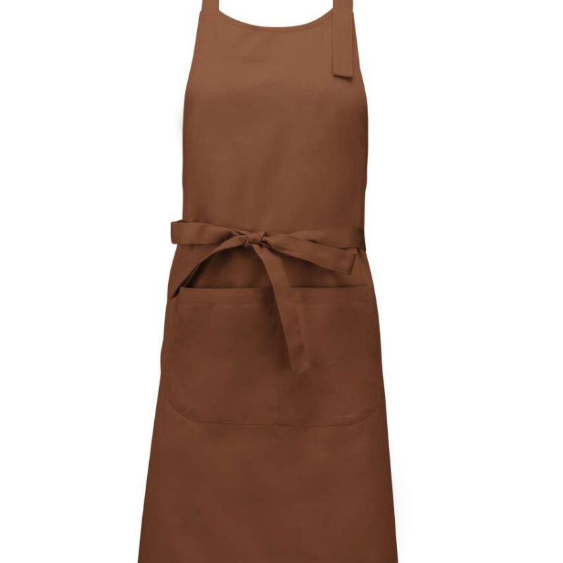 ka885-cacao-a1 Kariban COTTON APRON WITH POCKET - Cacao