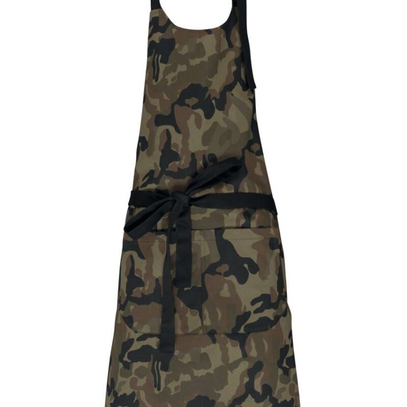 Kariban COTTON APRON WITH POCKET - Olive Camouflage