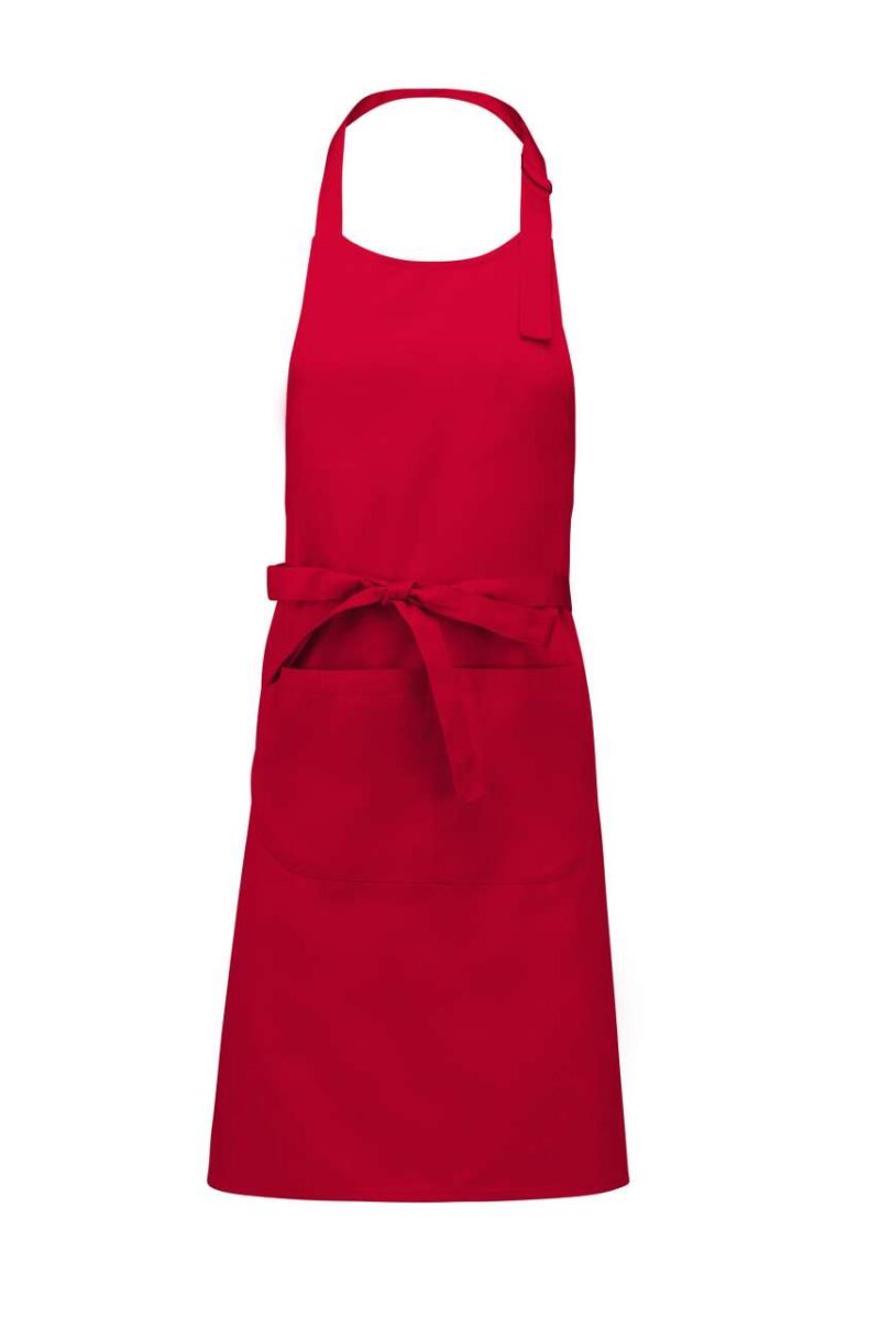 ka885-red-a2 Kariban COTTON APRON WITH POCKET - Κόκκινο
