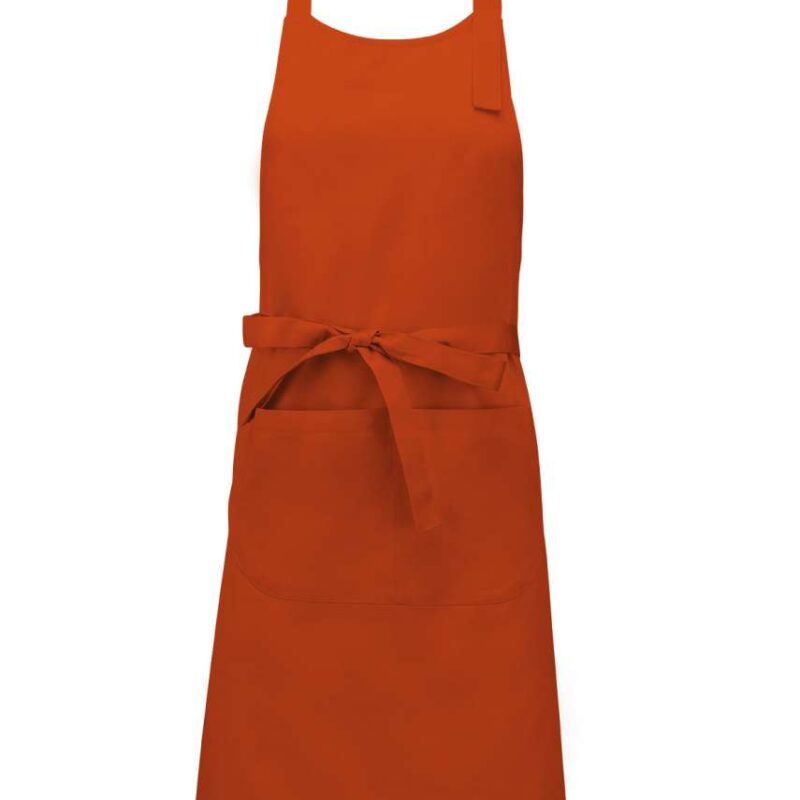 ka890-burnt_orange-a2 Kariban POLYESTER COTTON APRON WITH POCKET - καμένο πορτοκαλί