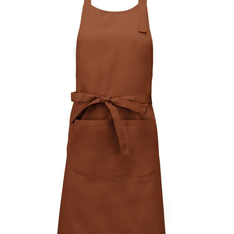 ka890-cacao-a1 Kariban POLYESTER COTTON APRON WITH POCKET - Σοκολατί