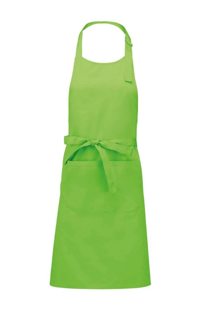 ka890-lime-a2 Kariban POLYESTER COTTON APRON WITH POCKET - Λαχανί