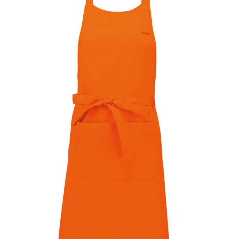 Kariban POLYESTER COTTON APRON WITH POCKET - πορτοκαλί