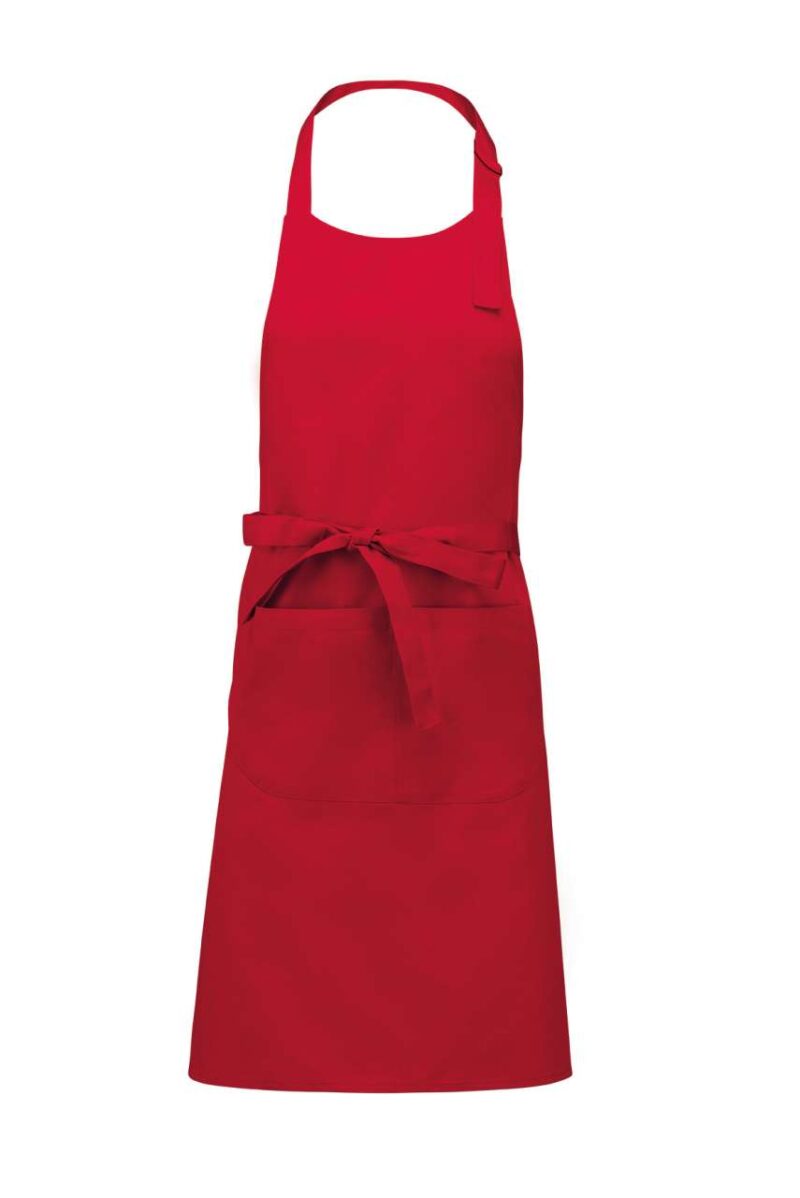 Kariban POLYESTER COTTON APRON WITH POCKET - Κόκκινο