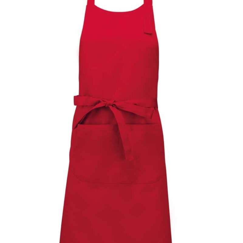 Kariban POLYESTER COTTON APRON WITH POCKET - Κόκκινο