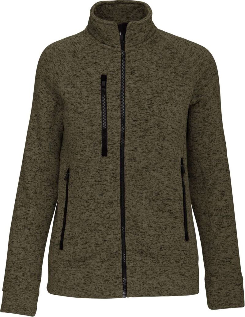 Kariban LADIES' FULL ZIP HEATHER JACKET - Dark Khaki Melange