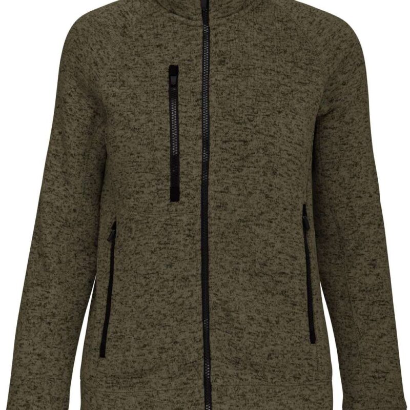 ka9107-dark_khaki_melange-a1 Kariban LADIES' FULL ZIP HEATHER JACKET - Dark Khaki Melange
