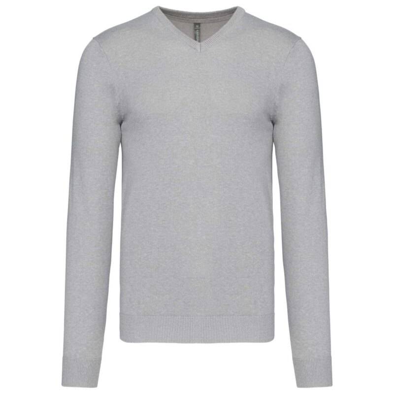 ka965-grey_melange-a2 Kariban MEN V-NECK JUMPER - Γκρι Μελανζέ