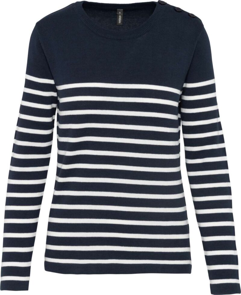 ka990-striped_navyoff_white-a1 Kariban LADIES' SAILOR JUMPER - Striped Navy/Off White