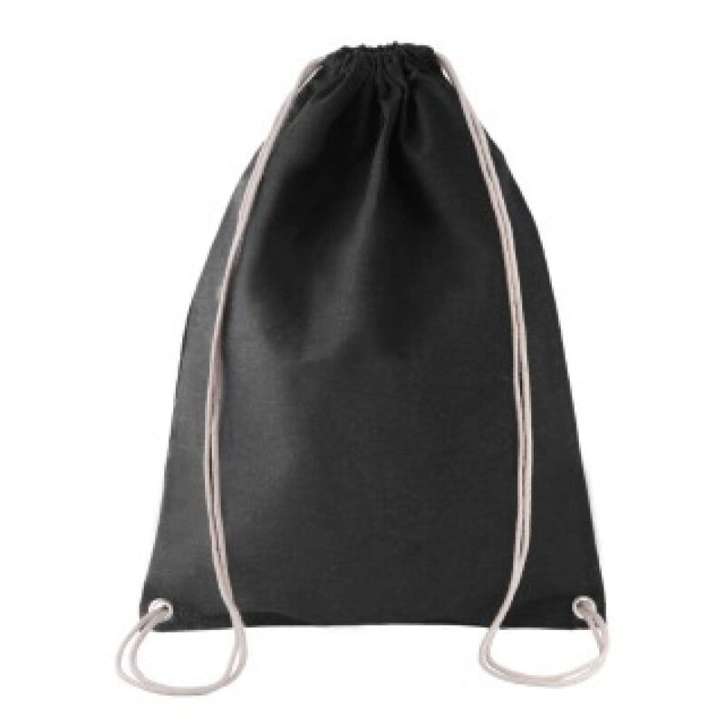 ki0125-black-a1 Kimood COTTON DRAWSTRING BACKPACK - Μαύρο
