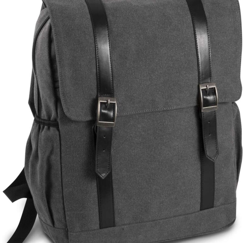 ki0143-washed_dark_grey-a1 Kimood FLAP-TOP CANVAS BACKPACK - Washed Dark Grey
