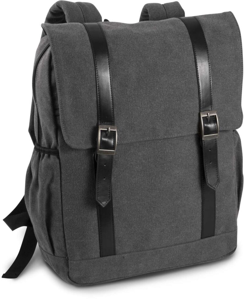ki0143-washed_dark_grey-a1 Kimood FLAP-TOP CANVAS BACKPACK - Washed Dark Grey