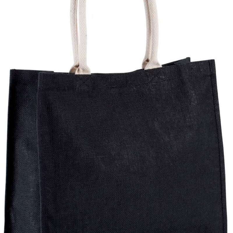 ki0219-black-a1 Kimood JUTE BEACH BAG - Μαύρο