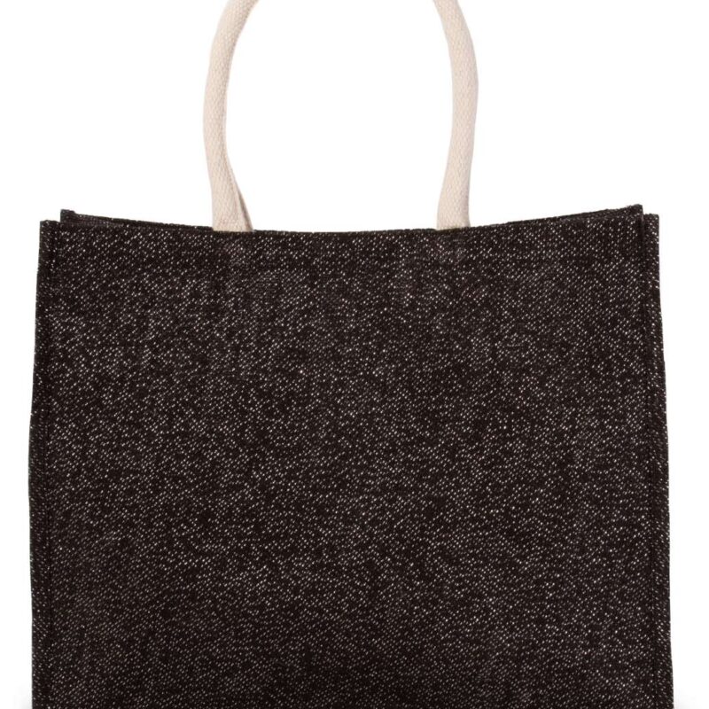 ki0219-black_silver-a1 Kimood JUTE BEACH BAG - Black/Silver