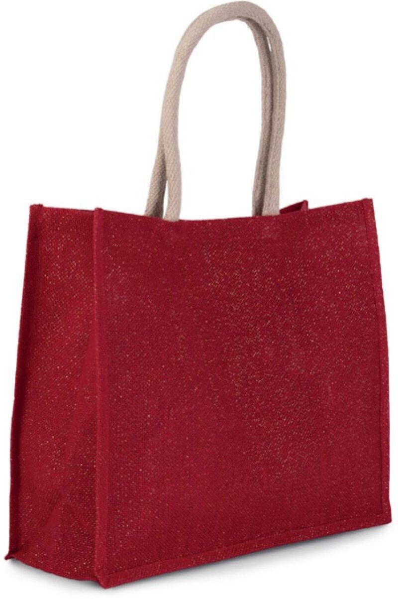Kimood JUTE BEACH BAG - Cherry Red/Gold