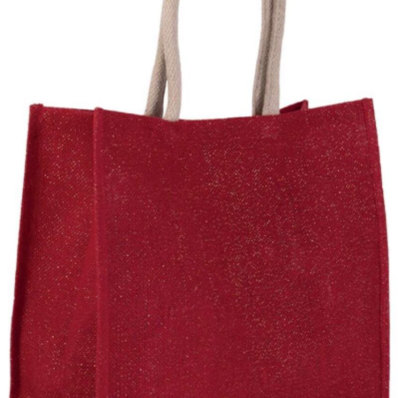 ki0219-cherry_redgold-a1 Kimood JUTE BEACH BAG - Cherry Red/Gold